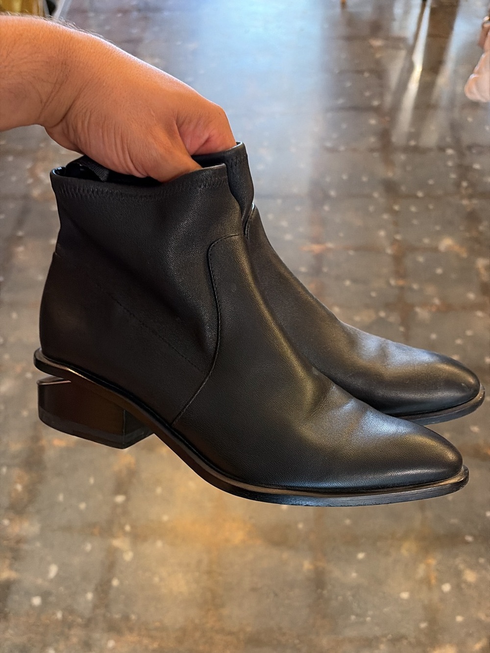 Alexander Wang Kori Black Leather Pointed Ankle Booties